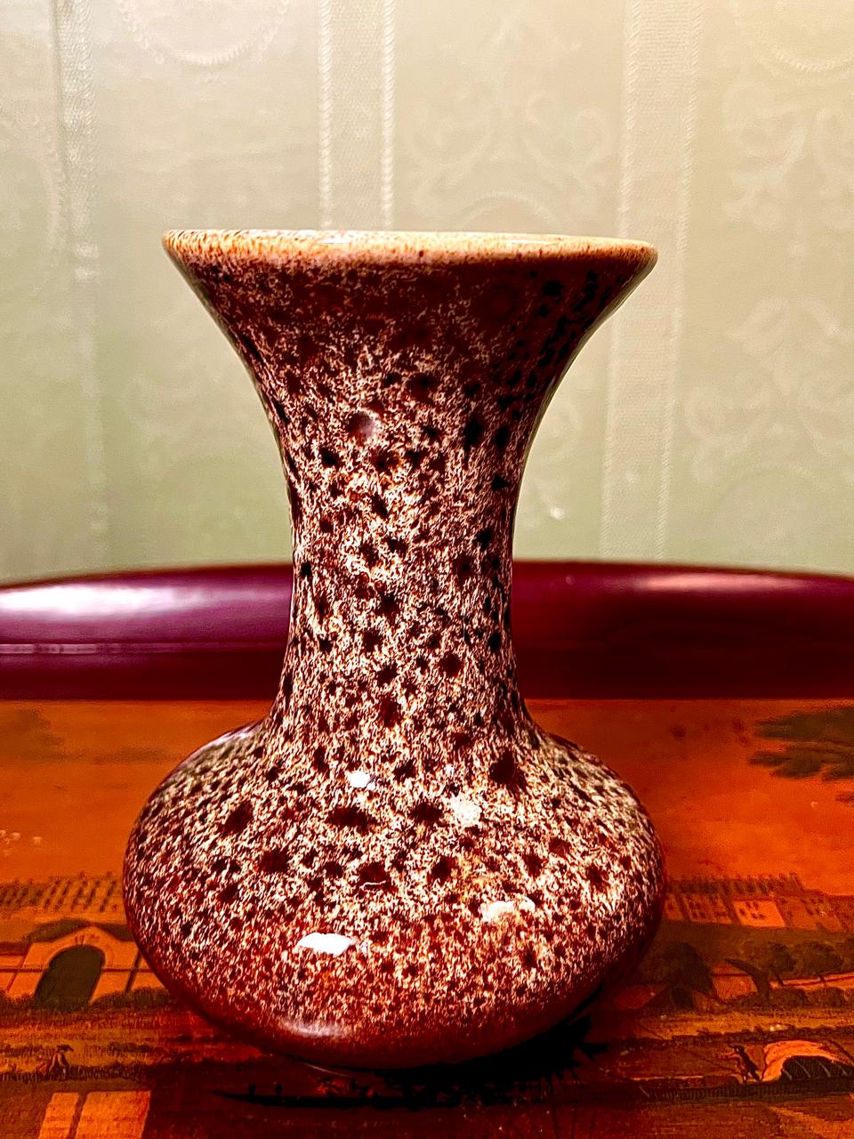 Fosters Pottery Brown Speckled Ceramic Bud Vase | 5 Inch | Vintage England