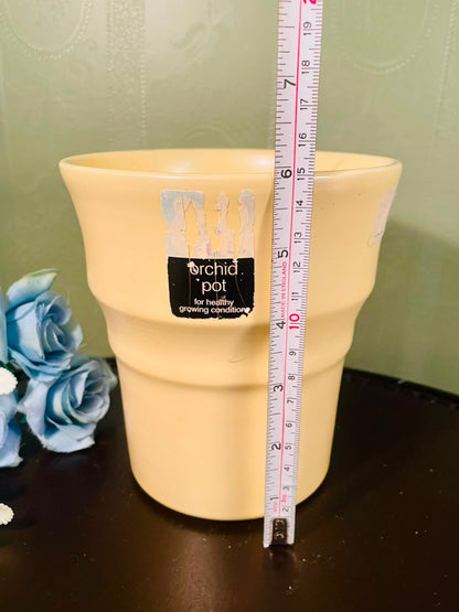 Cream Ceramic Orchid Planter Pot – 6 Inch Decorative Plant Holder