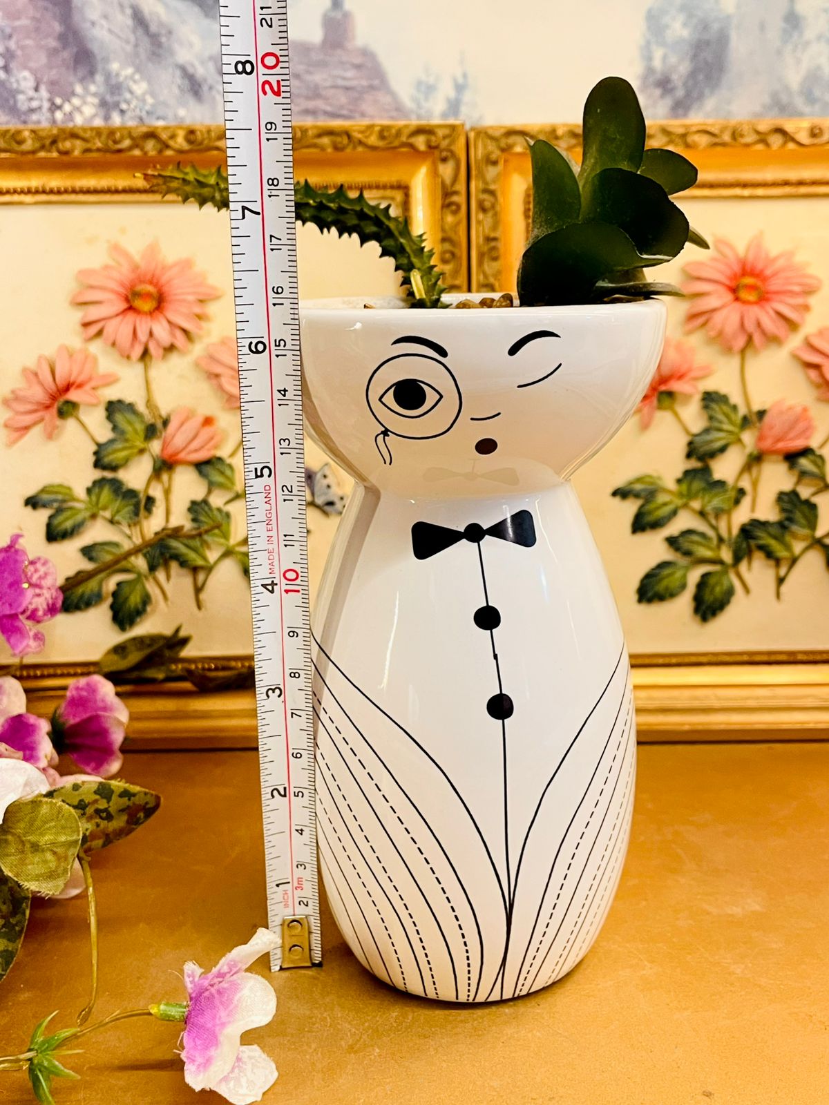 Cute Face Ceramic Planter Vase Quirky Decor Pot
