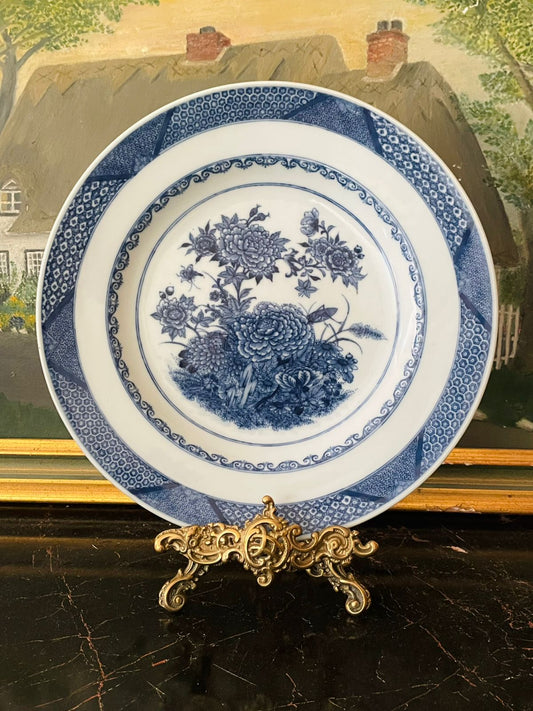Unique Blue Pottery Deep Décor Plate – 9 Inch Floral Design Vintage Ceramic Plate