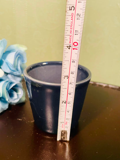 Navy Blue Ceramic Mini Planter – Glossy 3 Inch Pot