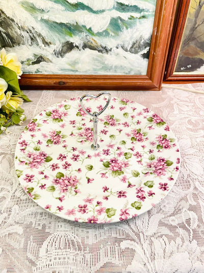 Premmer Pink Floral Tier Porcelain Cake Stand