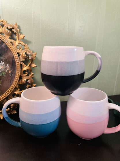 Vintage Ombre Ceramic Mug Set 4 Inch Cottage Kitchen