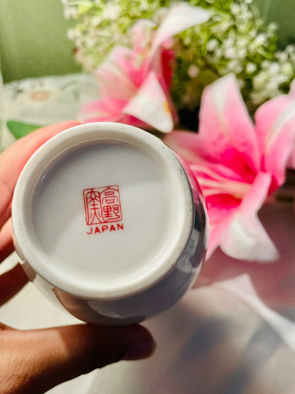 Vintage Japanese Porcelain Floral Vase – Pink & Lavender Flowers – Made in Japan – Approx. 19 cm