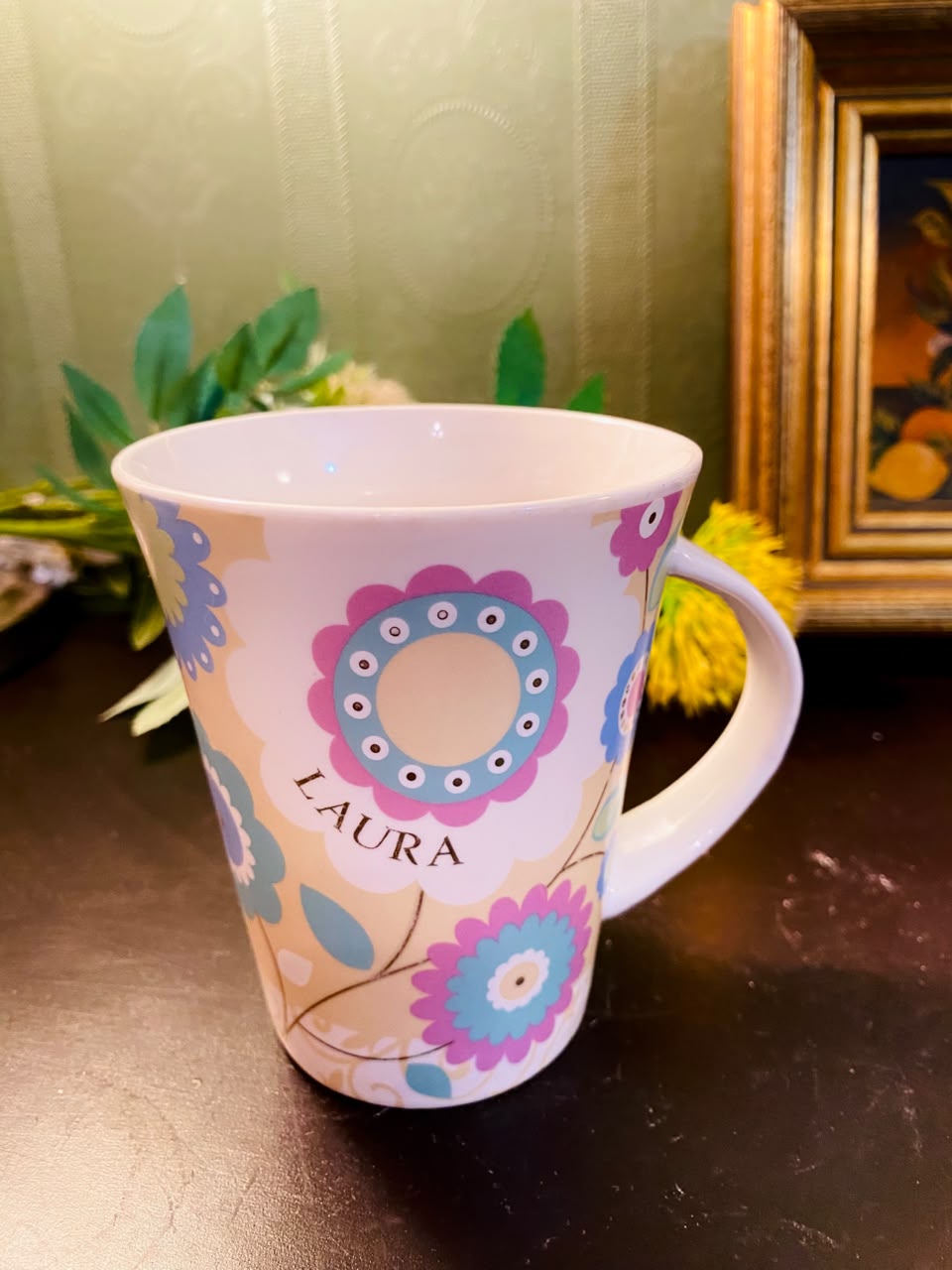 Personalised Laura Floral Ceramic Mug 5 Inch