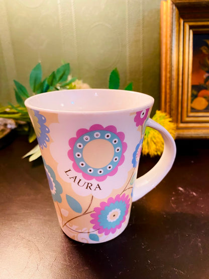 Personalised Laura Floral Ceramic Mug 5 Inch