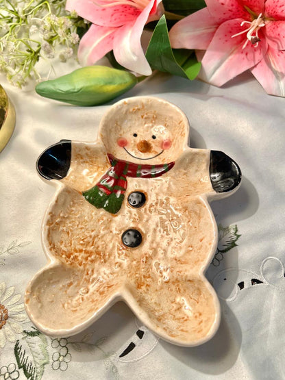 Hand Painted Christmas Gingerbread Man Ceramic Serving Dish – 20cm