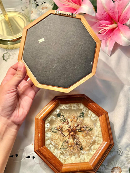 Set of 2 Victorian Dried Floral Shadow Box Frames with Lace – 6 Inches