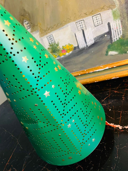 Musical Christmas Tree Candle Lantern Jar– Green Metal 2kg Cookie Jar