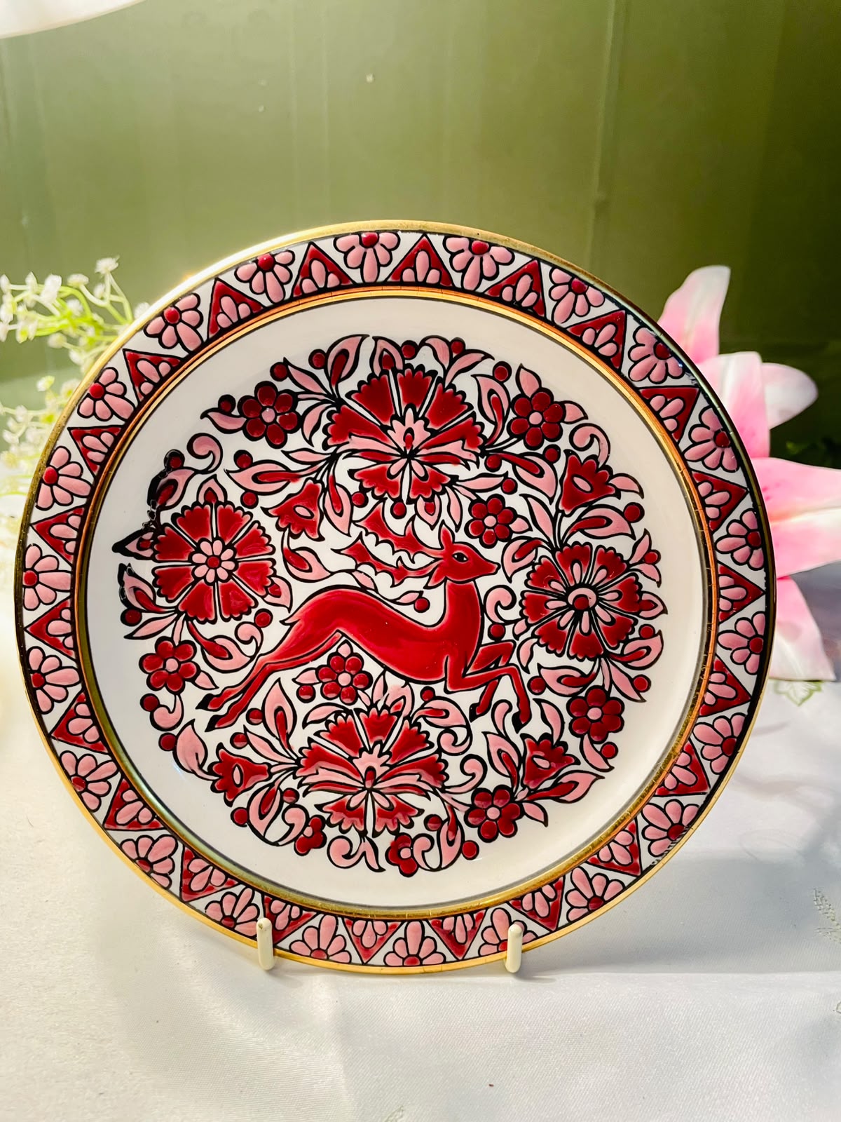 Handmade Rhodes Ceramic Deer Wall Plate – 7 Inch