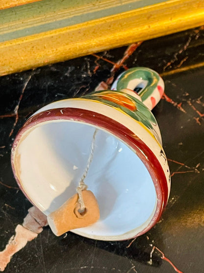 Hand-Painted Italian Ceramic Mini Bell – Colorful Floral Design – 3.5 Inches Tall