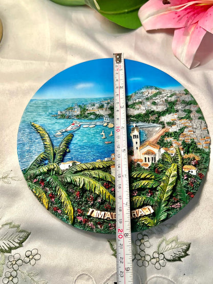 Mediterranean Coastal Scenic Wall Plaque 8"