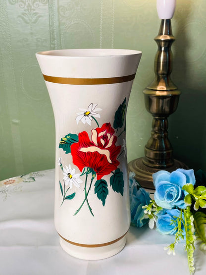 Leigh Made in England Red Rose Floral Large Vase 26 cm
