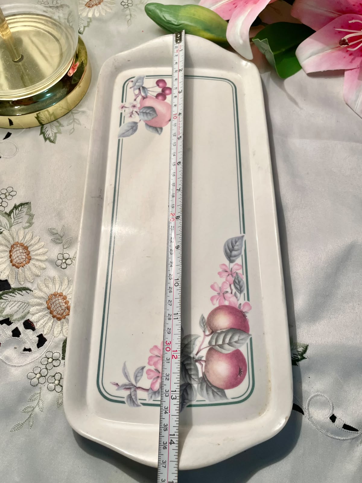 Floral Fruit Rectangular Serving Platter 14"
