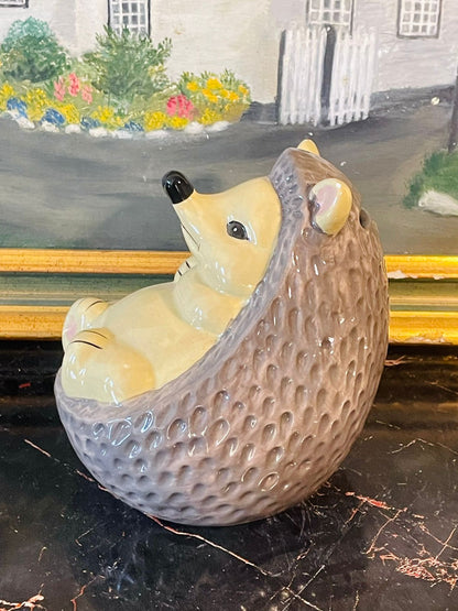 Adorable Ceramic Hedgehog Money Bank – Glazed Finish