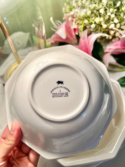 Johnson Brothers White Octagonal Bowls Set of 5 – Made in England