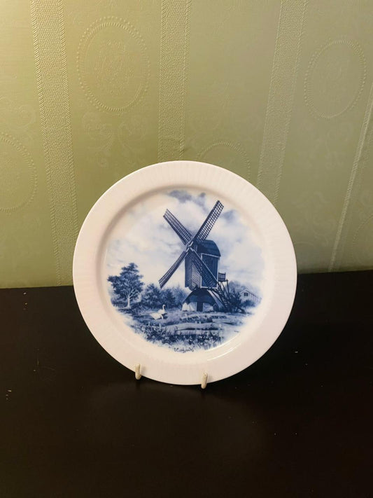 Vintage Delft Blue Holland Windmill Decorative Plate 7 Inch
