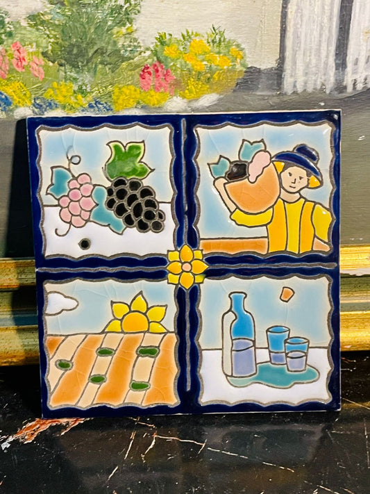 spanishtile, artecerspain, handpaintedceramic, mediterraneandecor, walltileart, rusticcharm, kitchenwallart, handmadeinspain, cottagecoredecor, sunsetkitchen