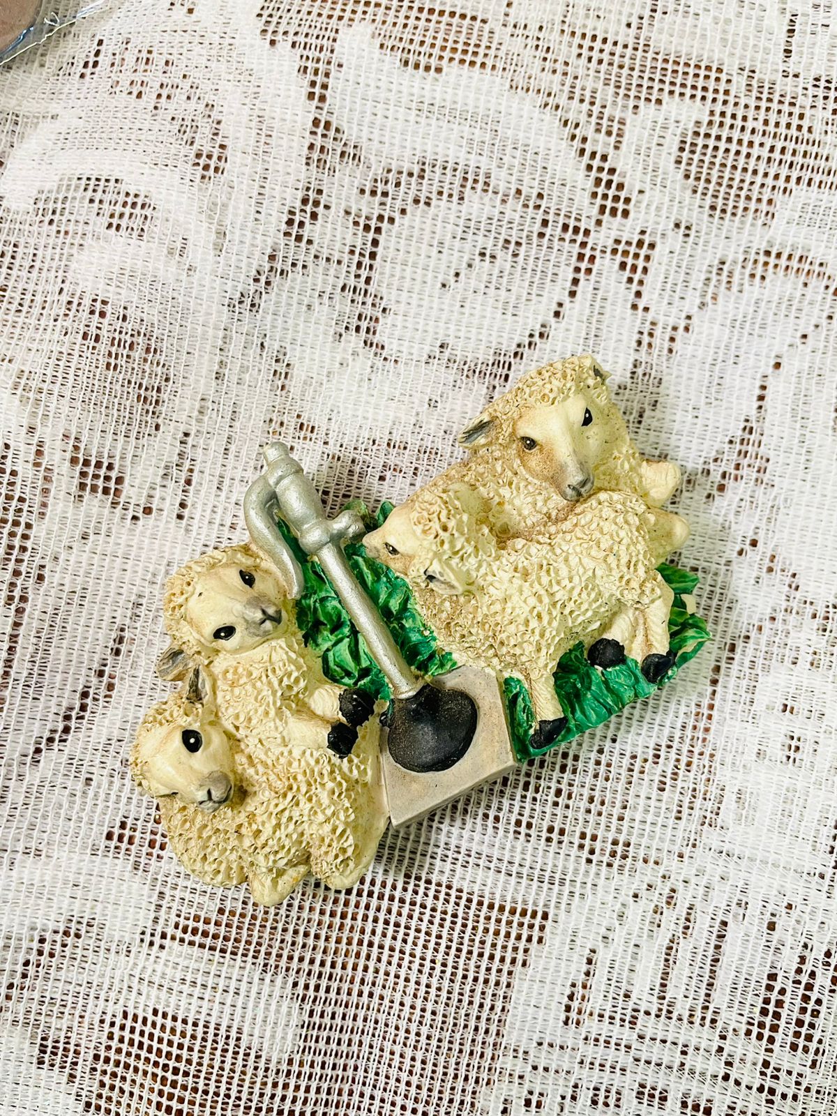 Vintage Sheep & Lamb Figurine Fridge Magnets – Cottage Set of 6