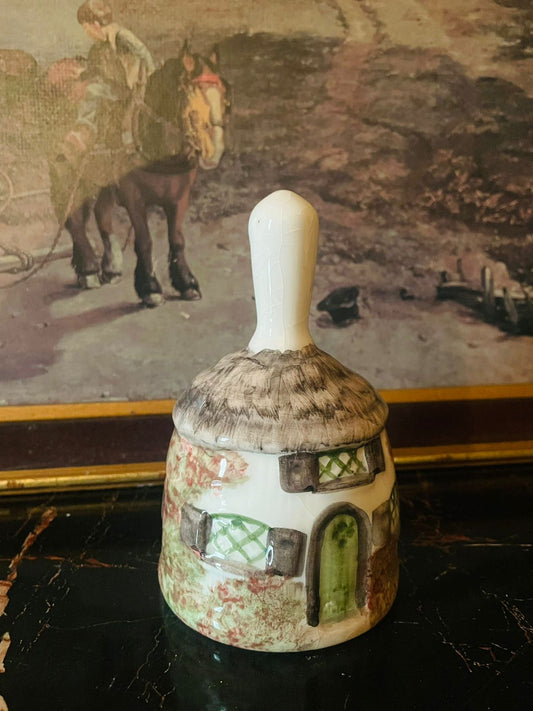 Vintage English Ceramic Hand painted Hut Bell – Cottage Design