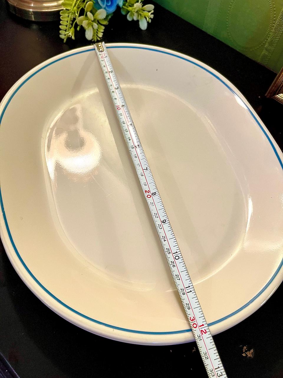 Corelle Blue Rim Ceramic Oval Serving Platter 30 cm (each)