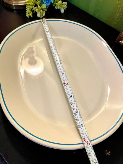 Corelle Blue Rim Ceramic Oval Serving Platter 30 cm (each)