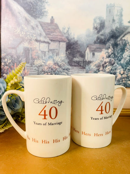 40th Ruby Anniversary Mug Set – His & Hers Gift Box