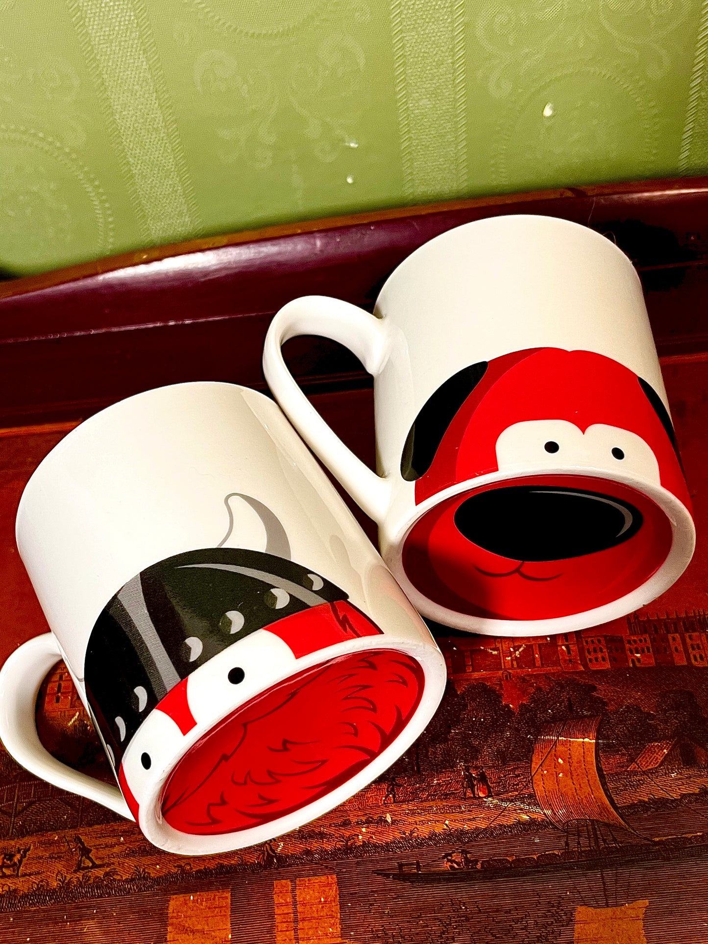 Animal Character Mugs Set of 2 Red Black White 10cm