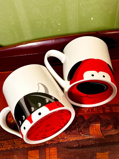 Animal Character Mugs Set of 2 Red Black White 10cm