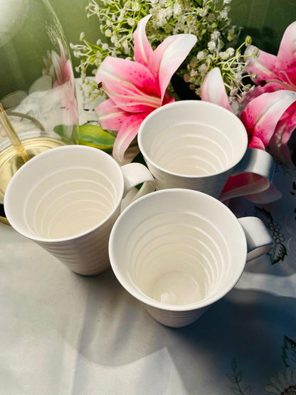 Pausa Ripple White 3-Piece Mug Set Approx. 11 cm