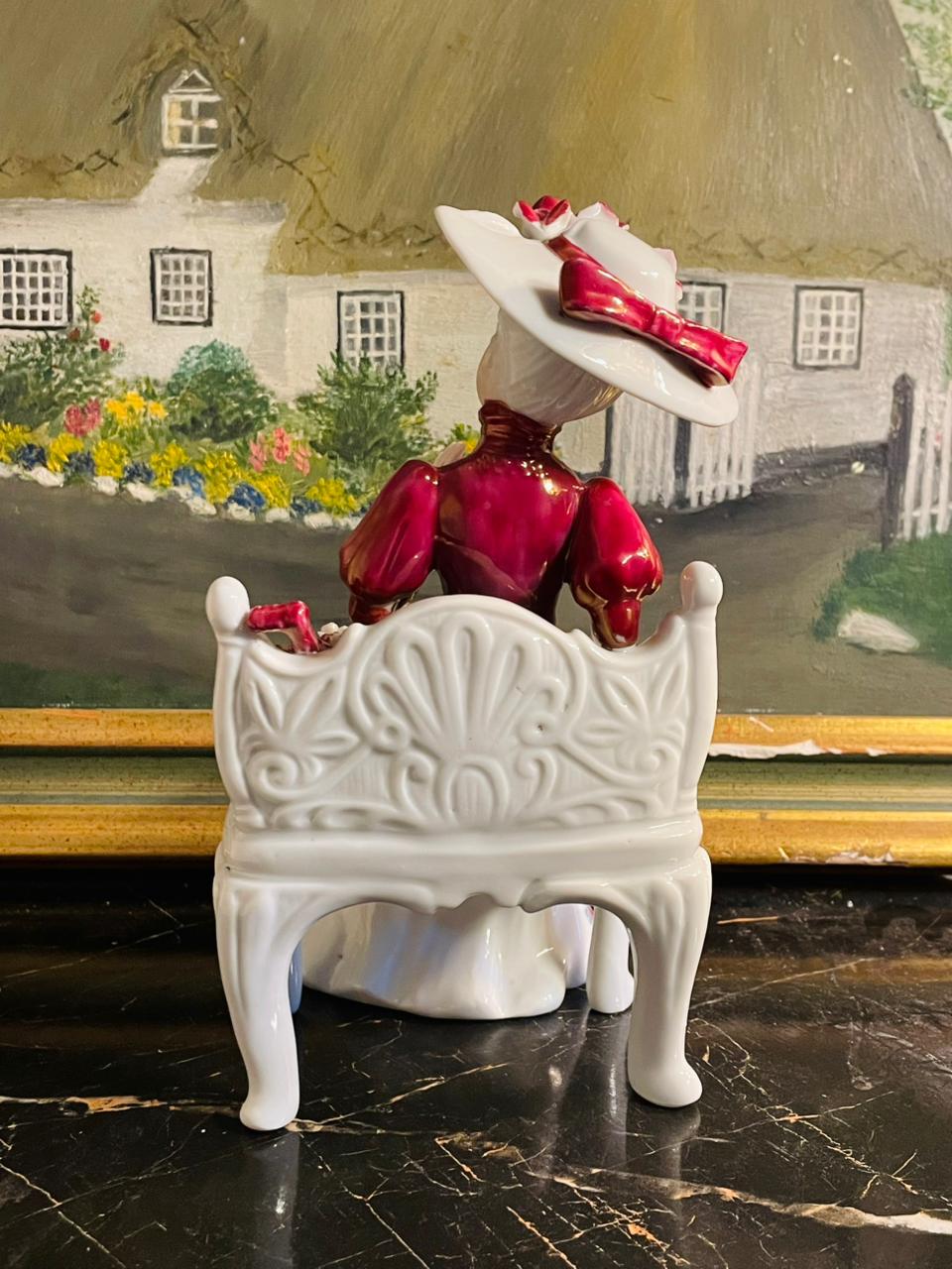 Edwardian Porcelain Figurine –  Woman seated with Umbrella - French Doll