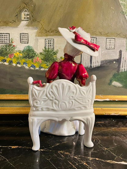 Edwardian Porcelain Figurine –  Woman seated with Umbrella - French Doll