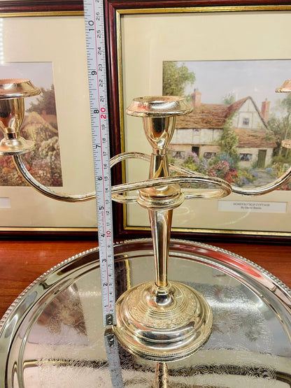 Vintage Silver 3-Arm Candelabra – Elegant Table Centrepiece