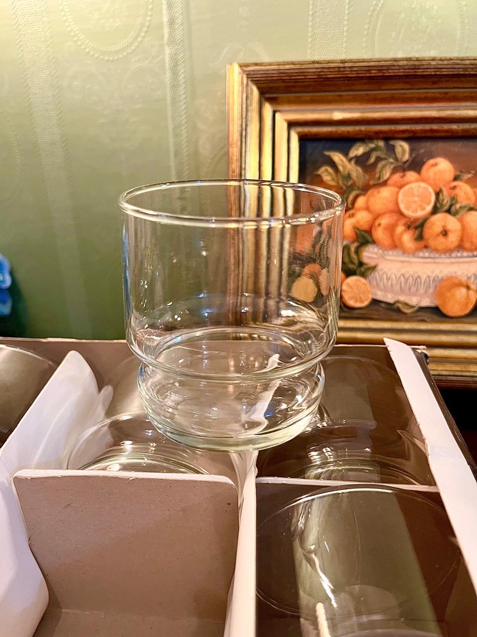 Set of 6 Clear Glass Box Packed England