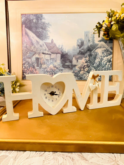 HOME Letter Clock White Decorative Love Heart Wall Decor