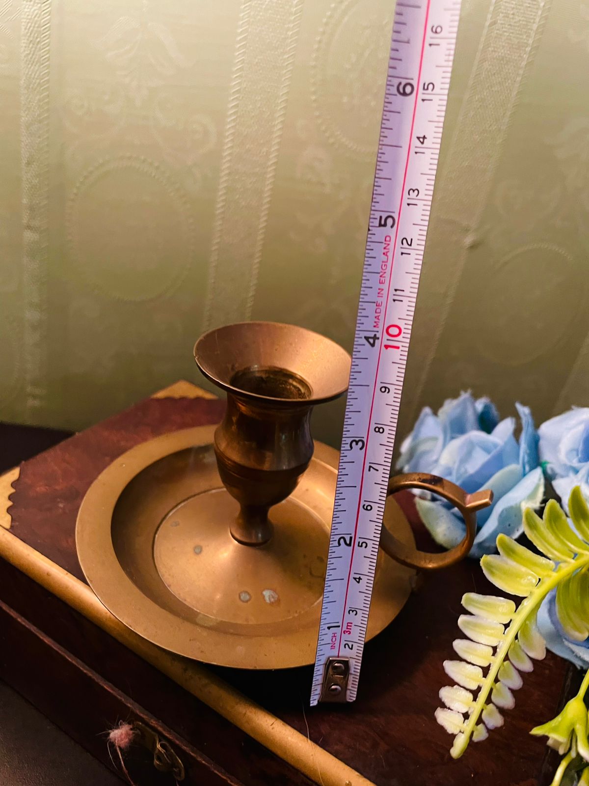 Vintage Brass Chamberstick Candle Holder 4 Inch