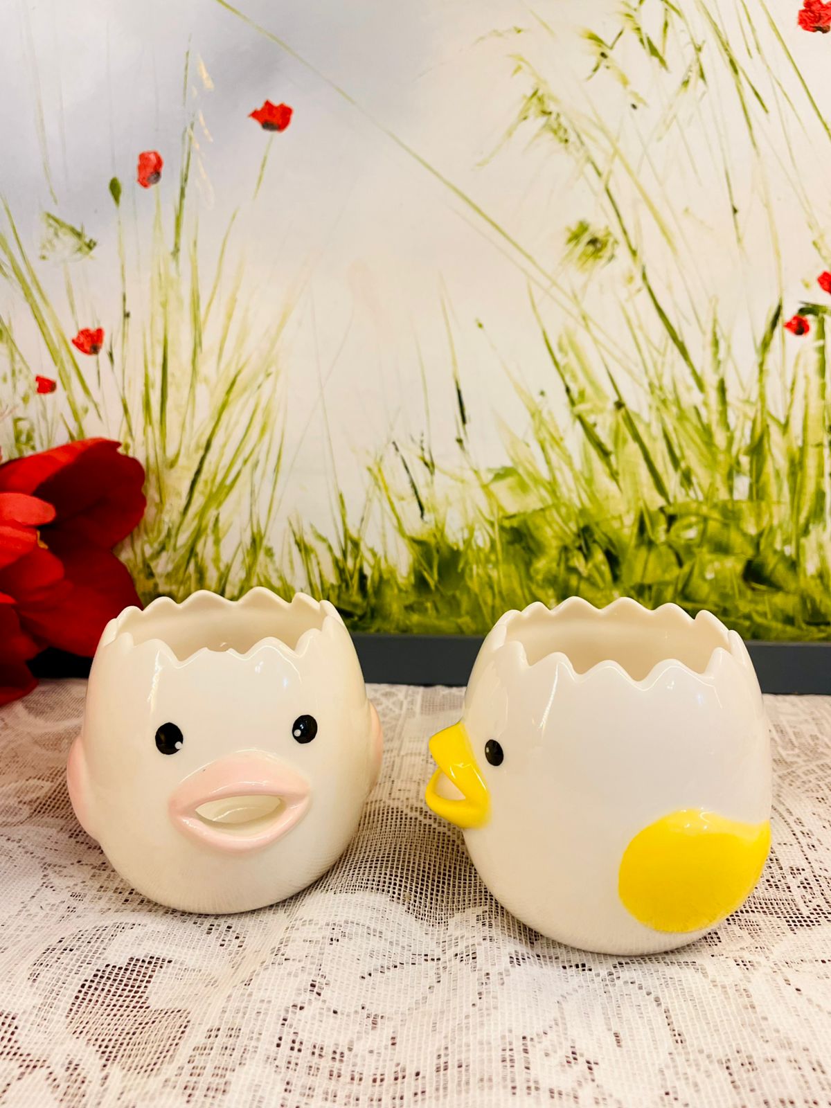 Chick Egg Cup Ceramic Planters 3 Inch