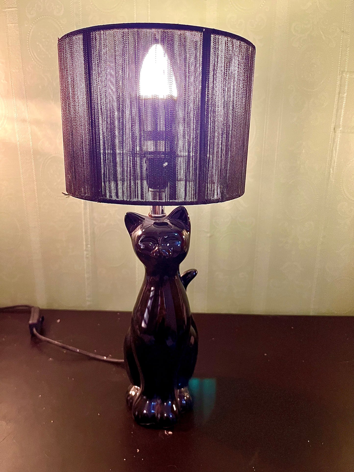 Black Cat Ceramic Table Lamp 16 Inch