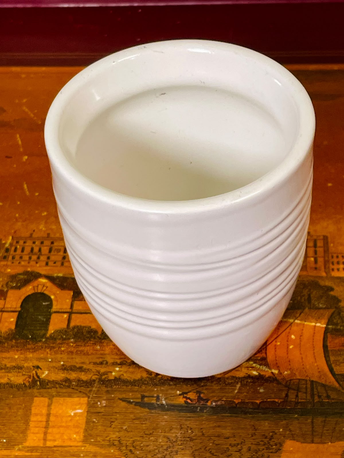 White Ribbed Ceramic Tumbler – 4 Inch Minimalist Cup