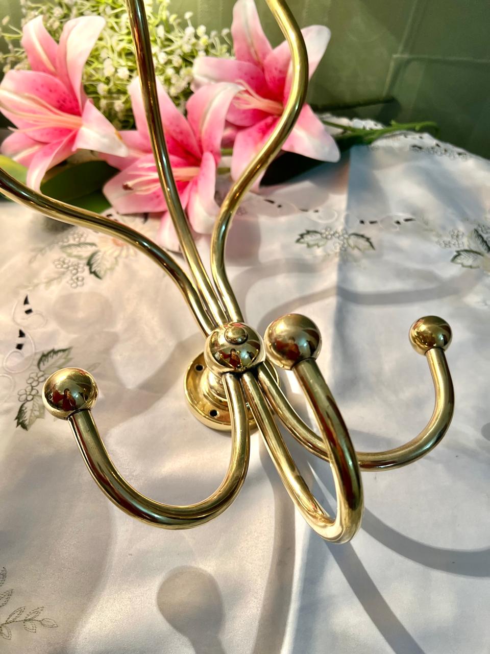 Brass Wall-Mounted Multi Hook Rack Approx. 32cm