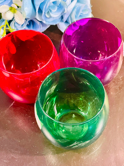 Coloured Crystal Tealight Holders Set of 3 10cm
