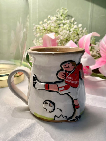 Football Player Ceramic Mug Red White 10cm - 1 Piece
