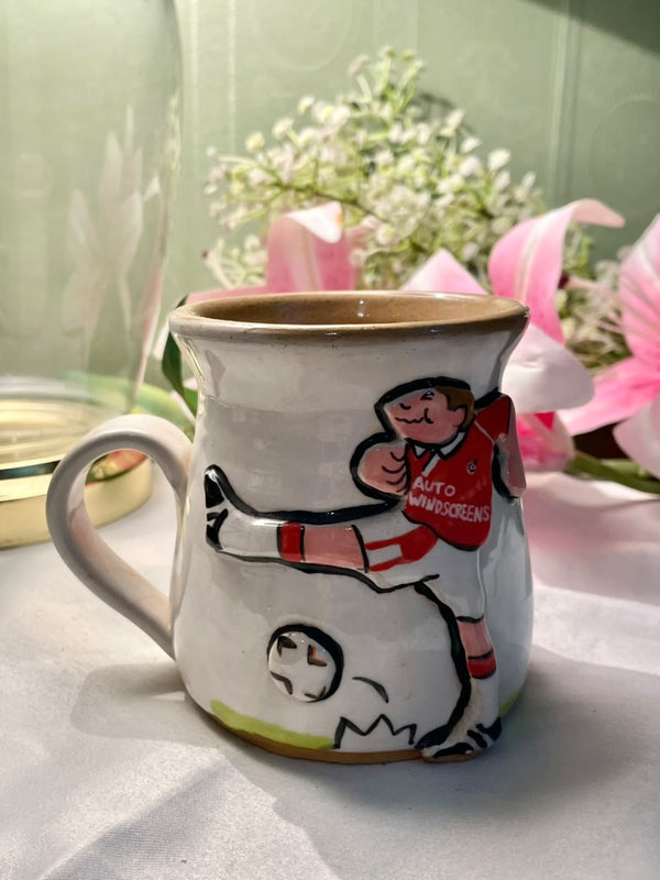 Football Player Ceramic Mug Red White 10cm - 1 Piece