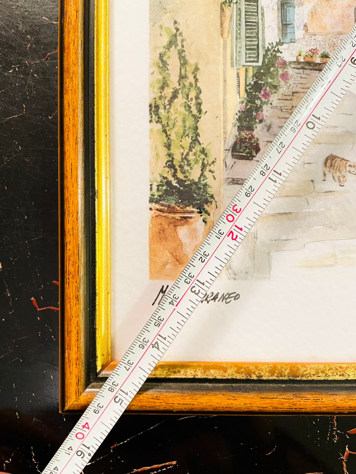 Vintage Mediterranean Street Scene Framed Wall painting