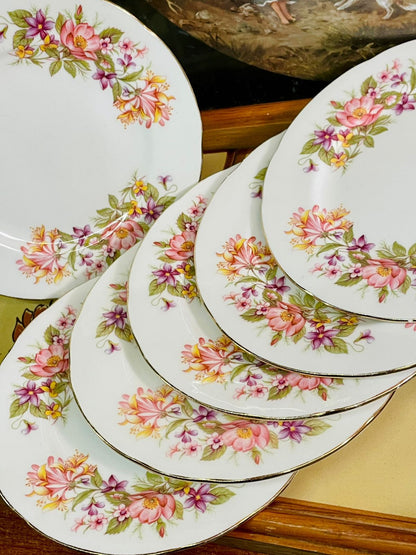 Colclough Floral Fine Bone China Quarter Plates – Set of 6