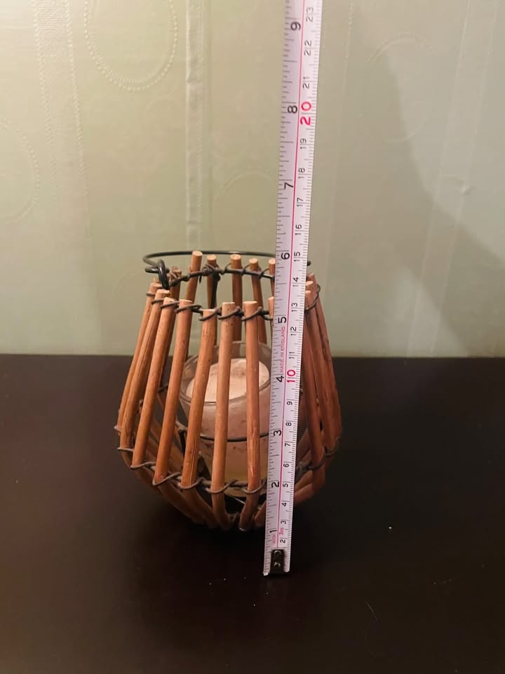 Rustic Wooden Tealight Lantern Candle Holder with Handle