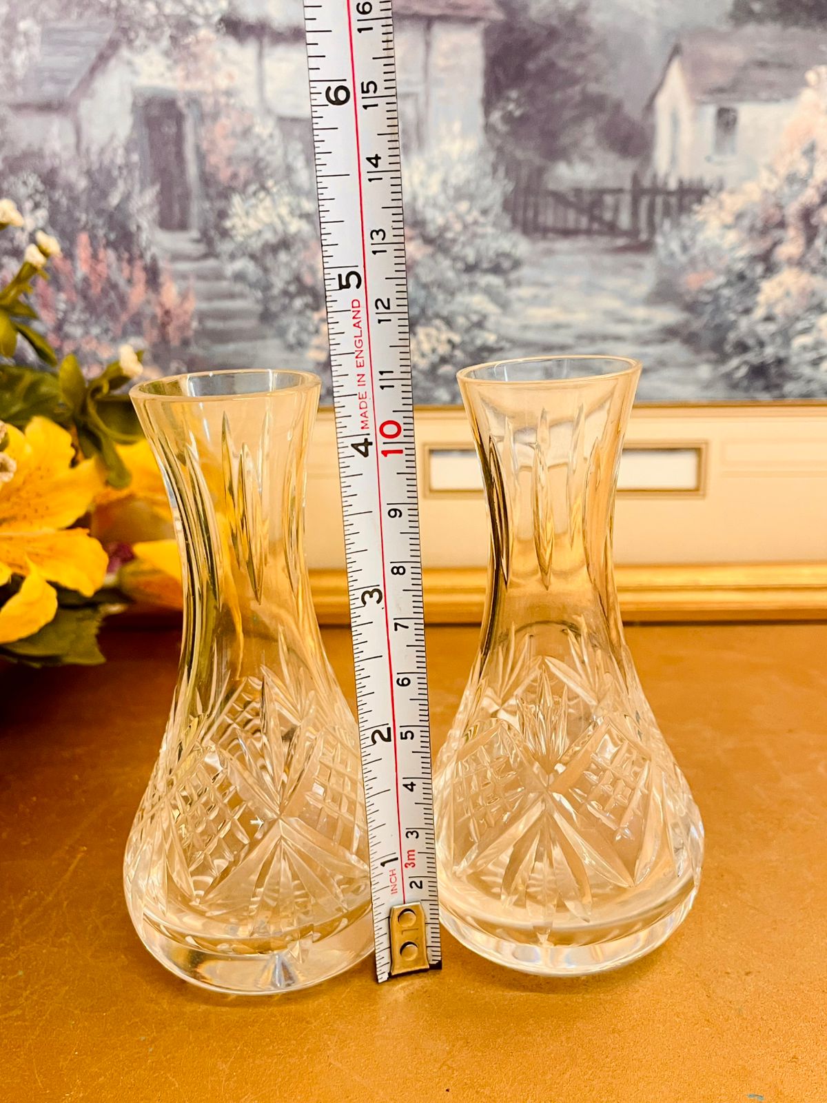 Vintage Cut Glass Mini Vases Pair – Crystal Style
