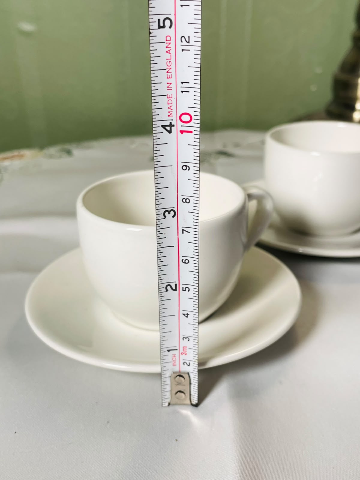 Vintage White Italian Coffee Cup & Saucer 4-Piece Set 8 cm