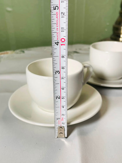 Vintage White Italian Coffee Cup & Saucer 4-Piece Set 8 cm