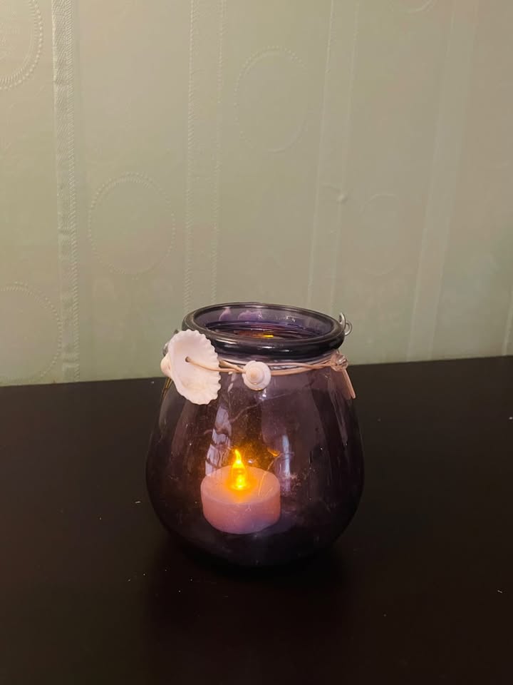 Set of 2 Smoky Glass Tealight Lantern Candle Holders